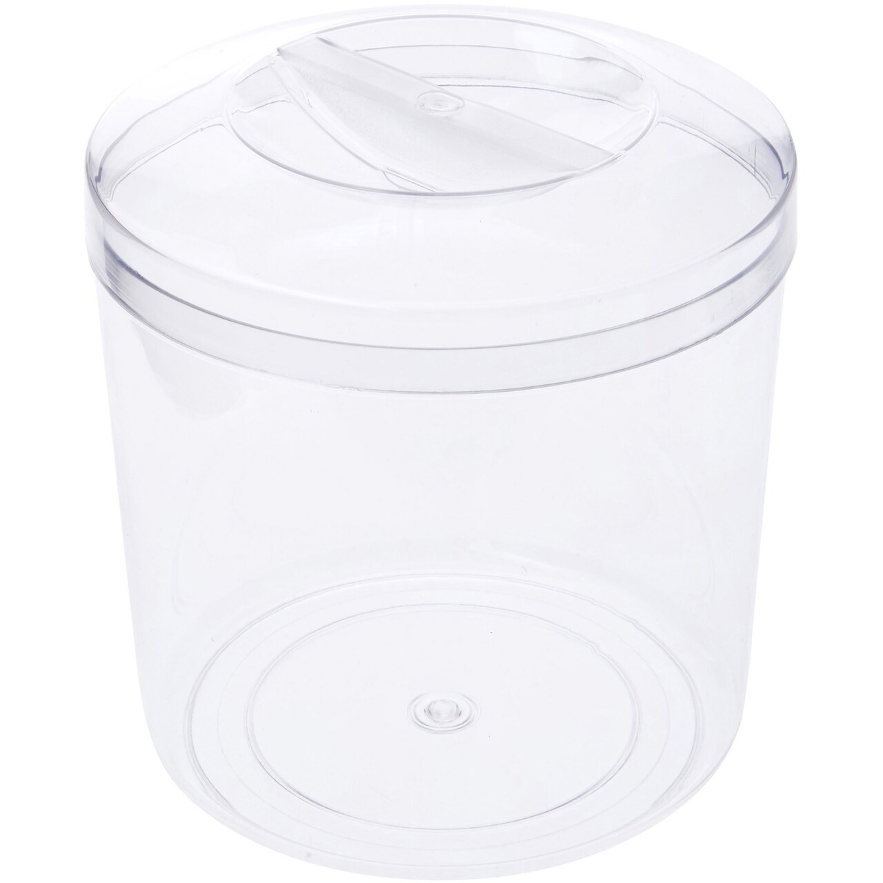 Pioneer Plastics 289C Clear Round Plastic Container with Pinch Style Lid, 7.9375" W x 7.5" H